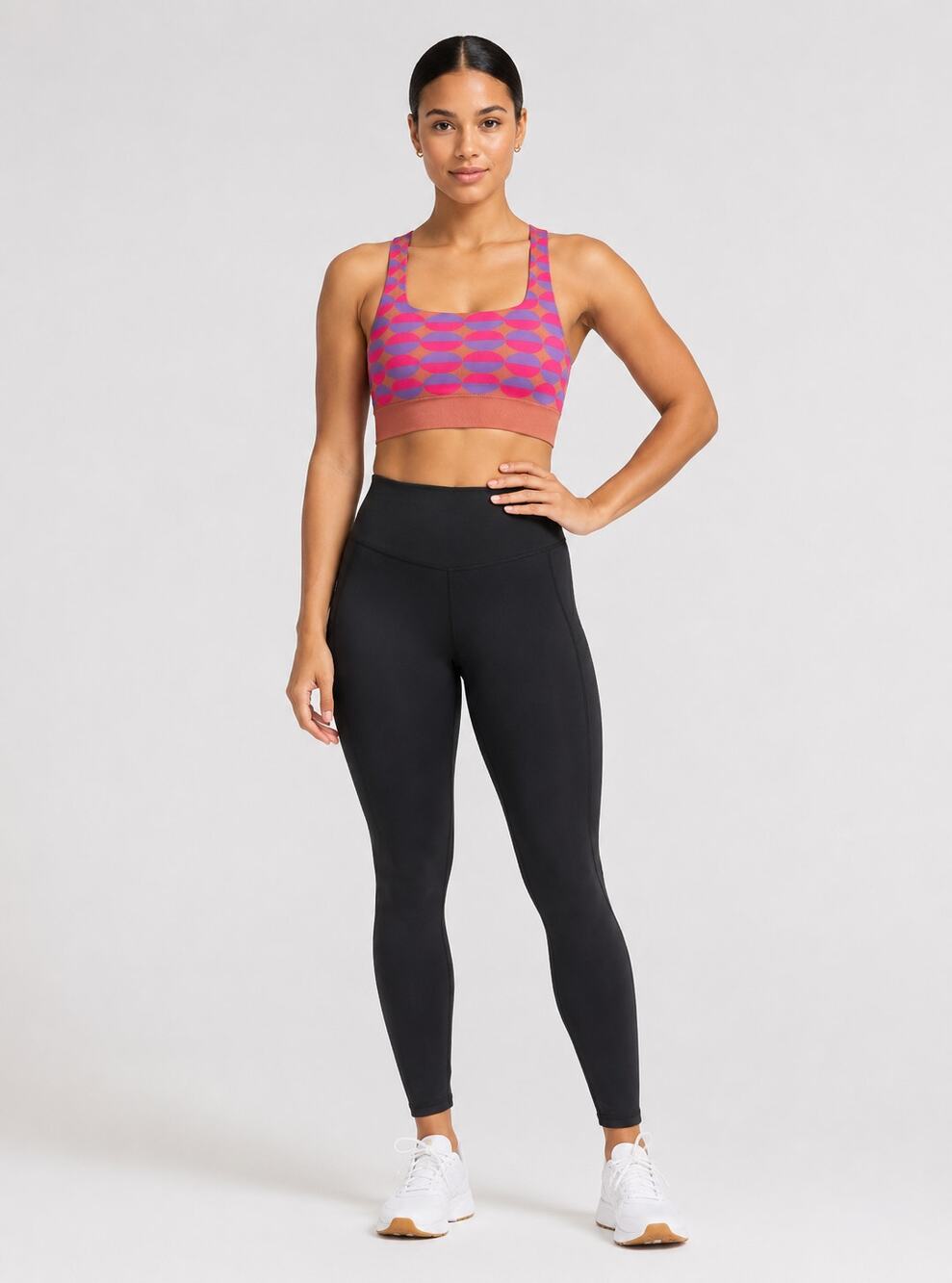 Fabletics Dottie Geo Seamless Sports Bra Pink Purple Womens Size Large New Yoga